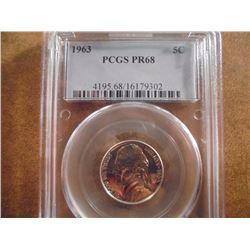 1963 JEFFERSON NICKEL PCGS PR68