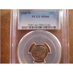 1947-S SILVER ROOSEVELT DIME PCGS MS66
