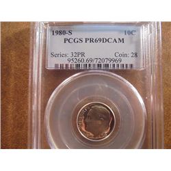 1980-S ROOSEVELT DIME PCGS PR69 DCAM