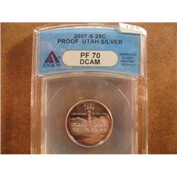 2007-S SILVER UTAH QUARTER ANACS PF70 DCAM