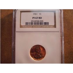 1961 LINCOLN CENT NGC PF67RD