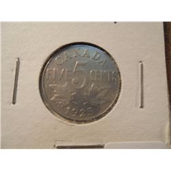 1925 CANADA 5 CENT KEY DATE SCRATCHED