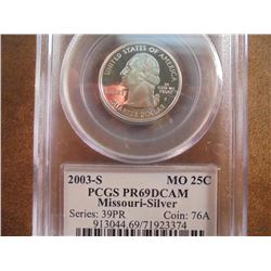 2003-S SILVER MISSOURI QUARTER PCGS PR69 DCAM