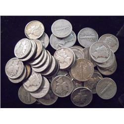 50 ASSORTED MERCURY DIMES