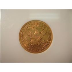 1893-CC GOLD $5 HALF EAGLE LIBERTY HEAD NAS MS63, 2015 REDBOOK RETAIL IS $7500.00