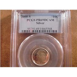 2000-S SILVER ROOSEVELT DIME PCGS PR69 DCAM