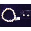 Image 1 : FRESH WATER PEARL BRACELET AND EARRING SET. BRACELET IS 7" 8-9MM AND STUD EARRINGS ARE 8-9MM, RETAIL