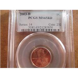 2003-D LINCOLN CENT PCGS MS65RD
