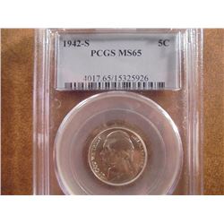 1942-S 35% SILVER JEFFERSON WAR NICKEL PCGS MS65
