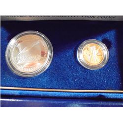 1987 GOLD & SILVER US CONSTITUTION 2 COIN PF SET CONTAINS: 1987-W $5 GOLD AND 1987-S SILVER DOLLAR, 