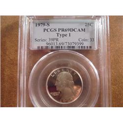 1979-S TYPE I WASHINGTON QUARTER PCGS PR69 DCAM