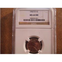 1962-D LINCOLN CENT NGC MS64RB