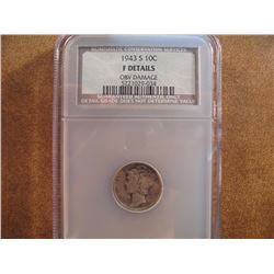 1943-S MERCURY DIME NCS FINE DETAILS