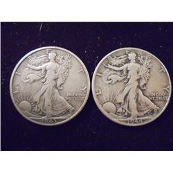 1943-S & 1944 WALKING LIBERTY HALF DOLLARS