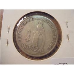1926 GUATEMALA SILVER 1/4 QUETZAL