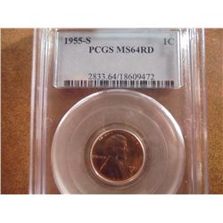 1955-S LINCOLN CENT PCGS MS64RD