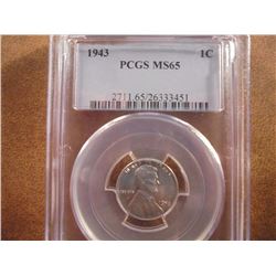 1943 LINCOLN STEEL CENT PCGS MS65