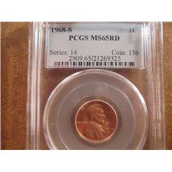 1968-S LINCOLN CENT PCGS MS65RD