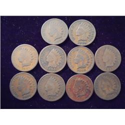 10 ASSORTED 1890'S INDIAN HEAD CENTS