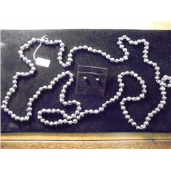 FRESH WATER PEARL NECKLACE & EARRING SET NECKLACE IS 62" 7-8MM DARK PURPLE AND EARRINGS ARE 5-6MM DA