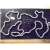 Image 1 : FRESH WATER PEARL NECKLACE & EARRING SET NECKLACE IS 62" 7-8MM DARK PURPLE AND EARRINGS ARE 5-6MM DA