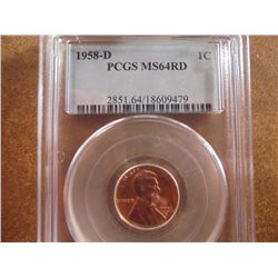 1958-D LINCOLN CENT PCGS MS64RD