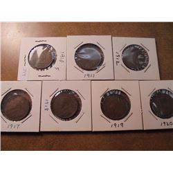 1910,11,12,17,18,19 & 20 CANADA LARGE CENTS