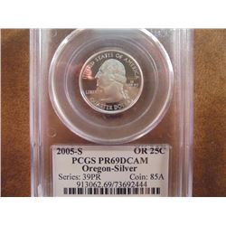 2005-S SILVER OREGON QUARTER PCGS PR69 DCAM