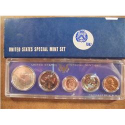 1967 US SPECIAL MINT SET WITH BOX 40% SILVER JOHN F. KENNEDY HALF DOLLAR