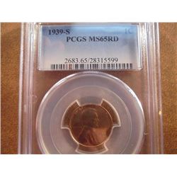 1939-S LINCOLN CENT PCGS MS65RD