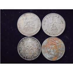 1927,39,42 & 42 GREAT BRITAIN SILVER SHILLINGS