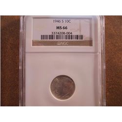 1946-S SILVER ROOSEVELT DIME NGC MS66