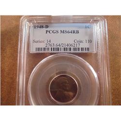 1948-D LINCOLN CENT PCGS MS64RB