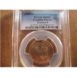 2010-D PIERCE DOLLAR PCGS MS65 POS. B