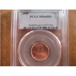 2008 LINCOLN CENT PCGS MS66RD