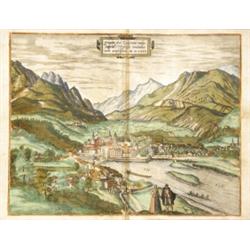 Osztrák metszo  Innsbruck látképe, 1575…
