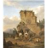 Image 1 : Begeyn, Abraham Jaun (Leiden, 1637 - Berlin, 1687) Italianizáló táj épületrommal és alakokkal, 16…