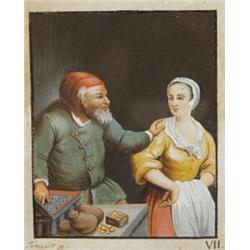 Német festo, 1800 körül  Ifjú hölgy öreg udvarlóval…