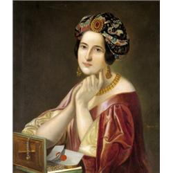 Marastoni Jakab (Velence, 1804 - Pest, 1860) Turbános hölgy portréja, 1857…