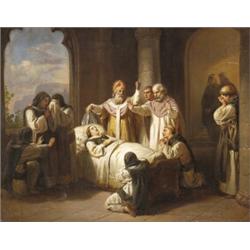 Molnár József (Zsámbék, 1821 - Budapest, 1899) Árpádházi Szent Margit halála, 1857    VÉDETT -  N…