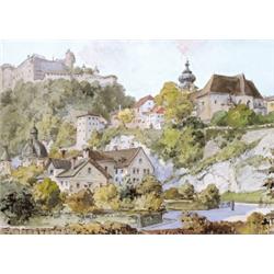 Háry Gyulának tulajdonított (Zalaegerszeg, 1864 - Budapest, 1946) Szász város látképe…