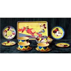 A rare Walt Disney Mickey Mouse tinplate doll's part tea set...