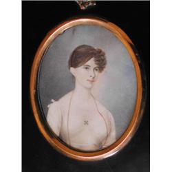 A fine early 19th century miniature portrait of a lady,...