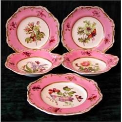 A 19th century Spode Felspar porcelain part dessert service with painted...