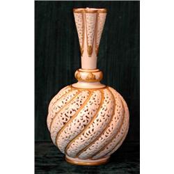 A late 19th century Grainger & Co reticulated baluster form vase,...