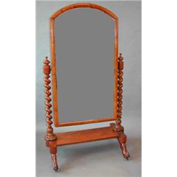 A good Victorian mahogany framed Cheval mirror on barleytwist columns....