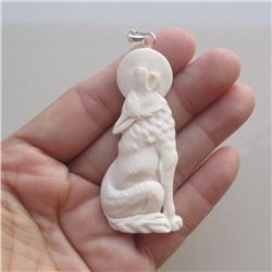 Hand Carved Wolf Pendant