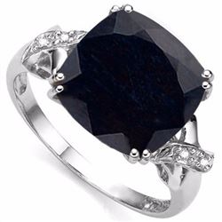Natural Black Sapphire & Diamond 5.65 carats Ring