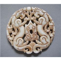 Old Jade Hand Craved Dragon Pendant