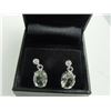 Image 2 : NEW STERLING SILVER GREEN AMETHYST AND DIAMOND EARRINGS. POST AND BUTTERFLY BACK. 4.80+CW, INCLUDES